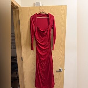 Abercrombie & Fitch Red Draped Maxi Dress